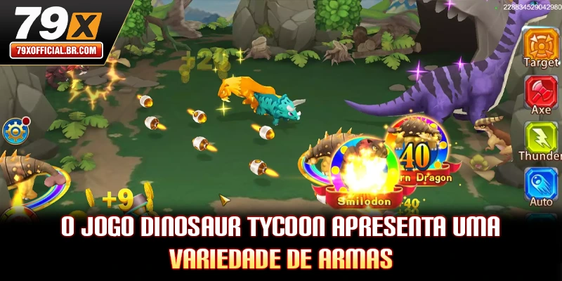 O jogo Dinosaur Tycoon apresenta uma variedade de armas